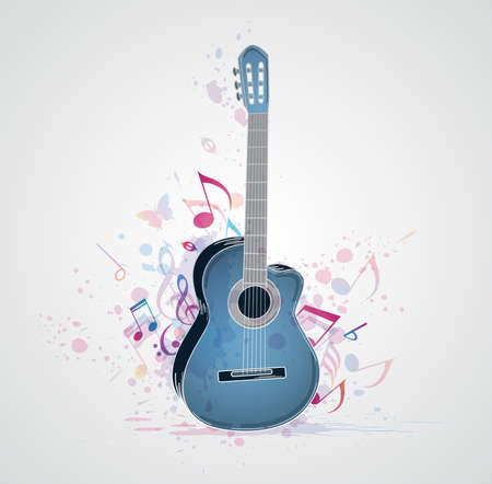 Music abstract  background with guitar and notesのイラスト素材