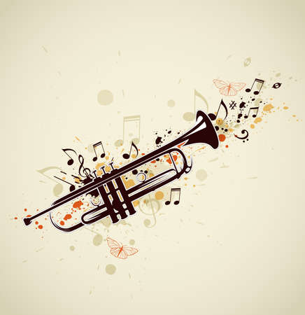 Music abstract background with trumpet and notesのイラスト素材