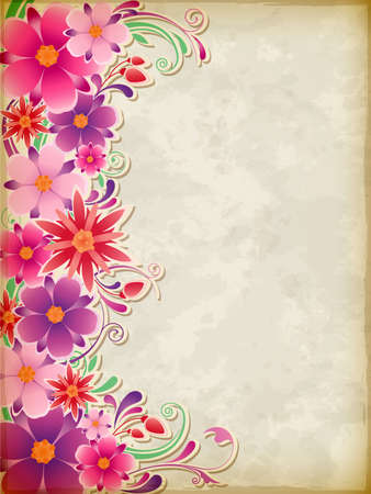 vintage  background with pink flowersのイラスト素材