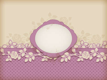 Vintage background with label and rosesのイラスト素材