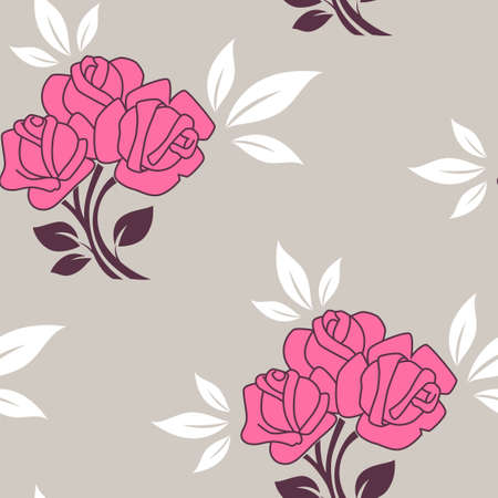 floral seamless pattern with pink rosesのイラスト素材