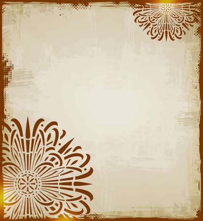 Vintage background with ethnic circle floral ornamentのイラスト素材