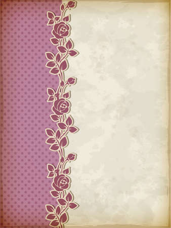 Vintage background and floral ornament with  rosesのイラスト素材