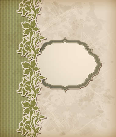 Vintage green background and floral ornament のイラスト素材