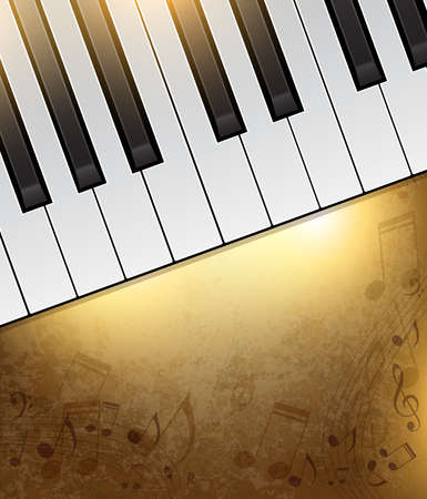 Vintage background with piano keys and notesのイラスト素材
