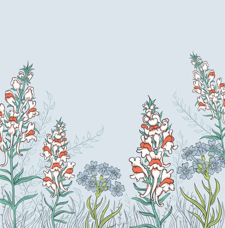 Summer blue floral background with wildflowersのイラスト素材