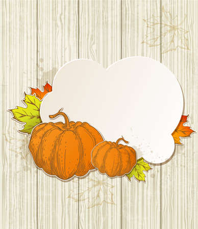 Autumn background with pumpkins and leavesのイラスト素材