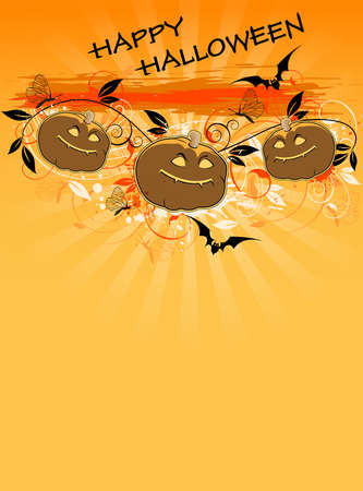orange Halloween background with pumpkinsのイラスト素材