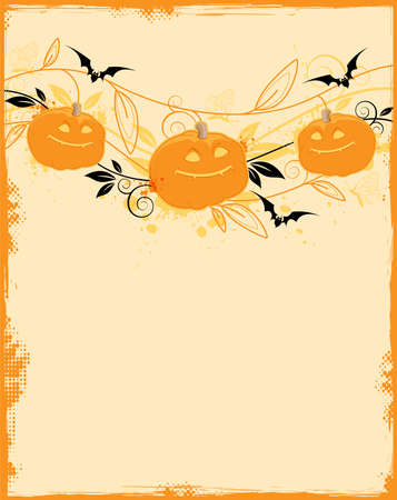 orange Halloween background with pumpkinsのイラスト素材