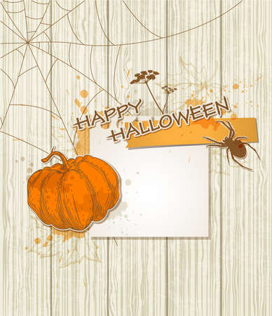Halloween background with paper and pumpkinのイラスト素材