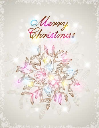Vector Christmas background with mistletoeのイラスト素材
