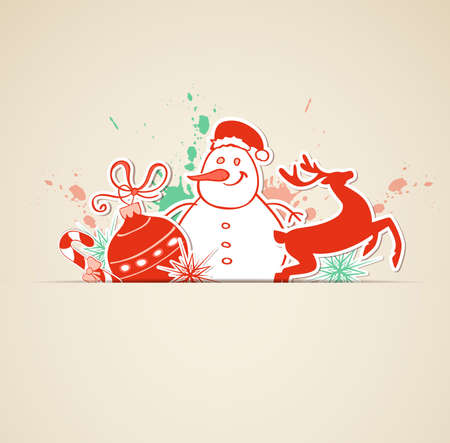 Vector Christmas background with cut out paper decorationsのイラスト素材