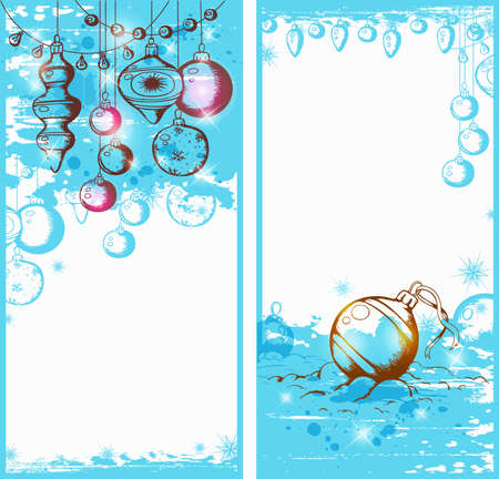 Blue Christmas vector vertical banners with decorationsのイラスト素材