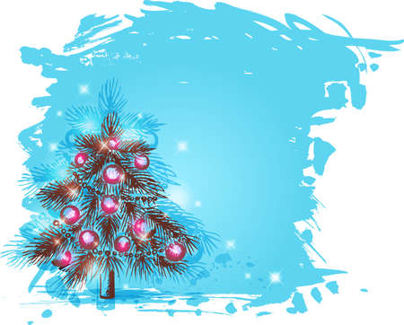 Blue vector shining  background with Christmas treeのイラスト素材