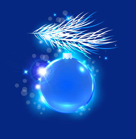 Christmas  vector background with shining blue ballのイラスト素材
