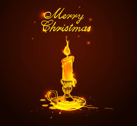 Christmas  vector background with shining candleのイラスト素材