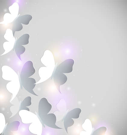 Abstract shining vector background with butterfliesのイラスト素材