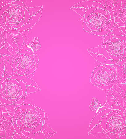 Decorative pink vector background with rosesのイラスト素材