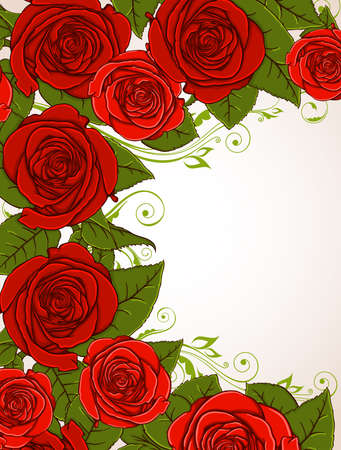 Vector decorative  background with red rosesのイラスト素材