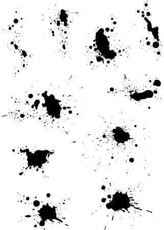Set of black vector ink blotsのイラスト素材
