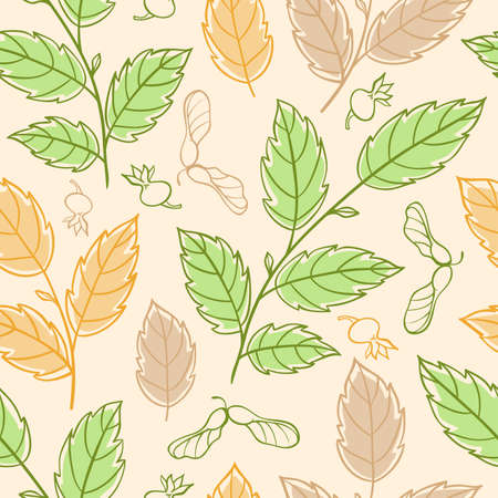 autumn seamless pattern with elm branchesのイラスト素材