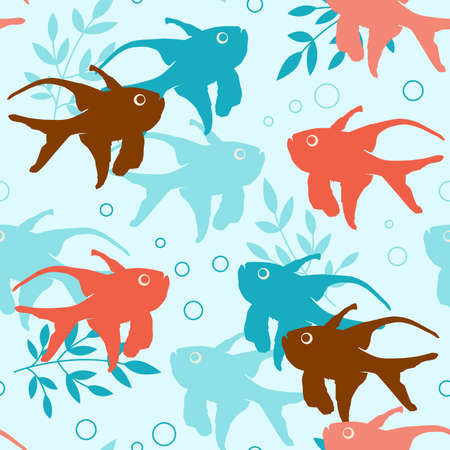 marine seamless pattern with tropical fishesのイラスト素材