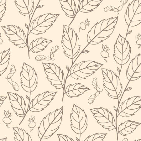 autumn seamless pattern with elm branchesのイラスト素材