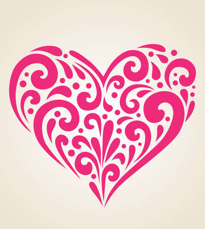 Decorative vector background with red heartのイラスト素材