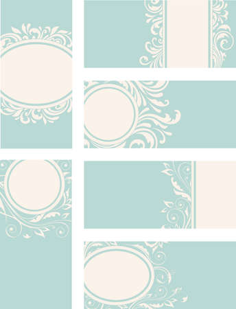 Blue decorative vintage vector cards with floral ornamentのイラスト素材