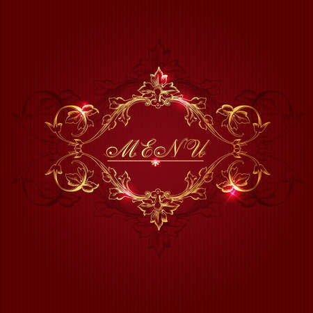 Vintage red background with floral ornamentのイラスト素材