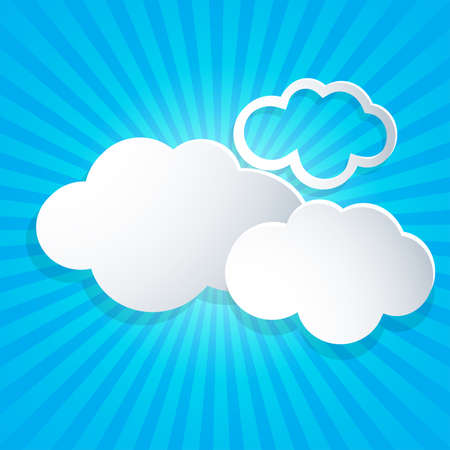 Blue background with white cloudsのイラスト素材