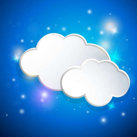 Blue shining background with white cloudsのイラスト素材