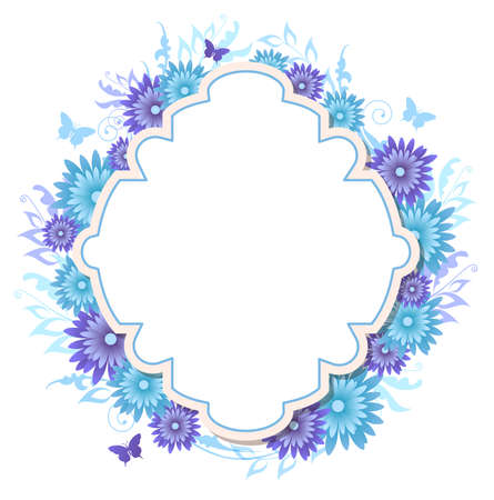 Decorative vector background with blue flowersのイラスト素材