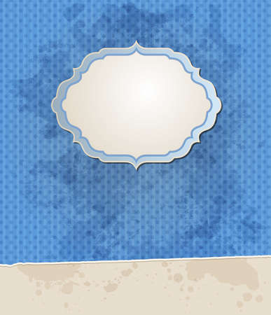 Blue vector striped vintage background with labelのイラスト素材
