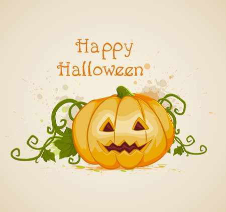 Halloween vector background with orange pumpkinのイラスト素材
