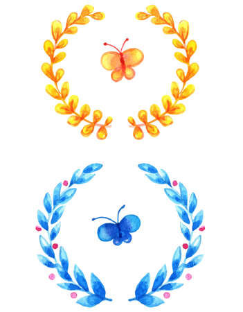 Set of vector watercolor floral framesのイラスト素材