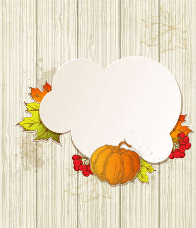 Autumn background with pumpkin and red viburnumのイラスト素材