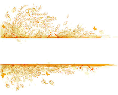 Decorative autumn background with orange flowersのイラスト素材