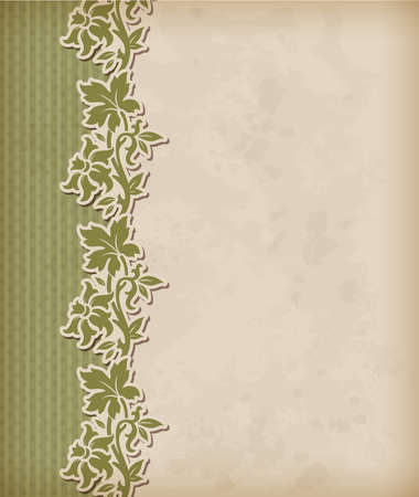 Vintage green background and floral ornamentのイラスト素材