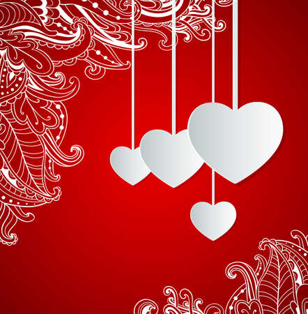 Red decorative vector background with hearts for Valentine's dayのイラスト素材