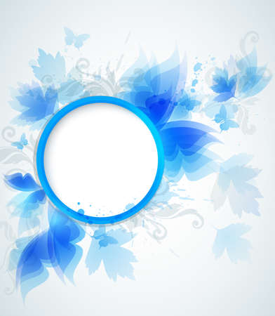 Decorative abstract  blue round background with leavesのイラスト素材