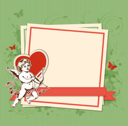Decorative vector background with Cupid for Valentine's dayのイラスト素材