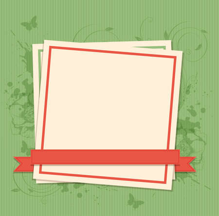Green vector background with white paper frameのイラスト素材