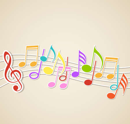 Vector abstract music background with notesのイラスト素材