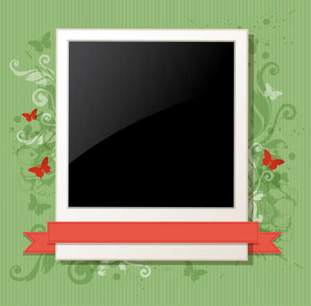 Green vintage vector background with photoのイラスト素材