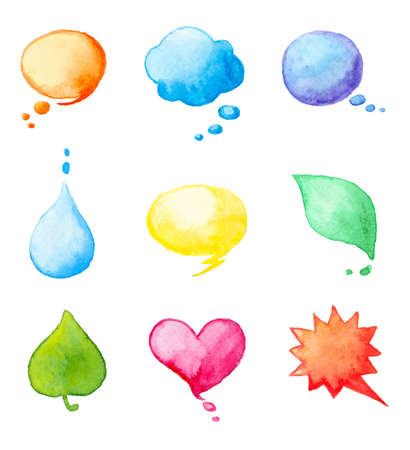 Set of watercolor design elementsの写真素材