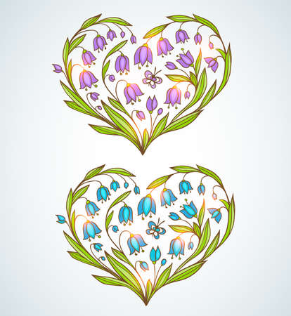 Vector hand drawn floral hearts for Valentineのイラスト素材