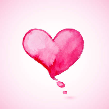 Red watercolor heart for Valentineのイラスト素材