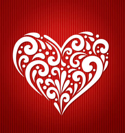 Decorative vector white heart on a red background for Valentineのイラスト素材