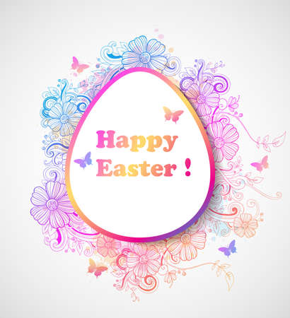 Decorative vector Easter background with pink and blue flowersのイラスト素材